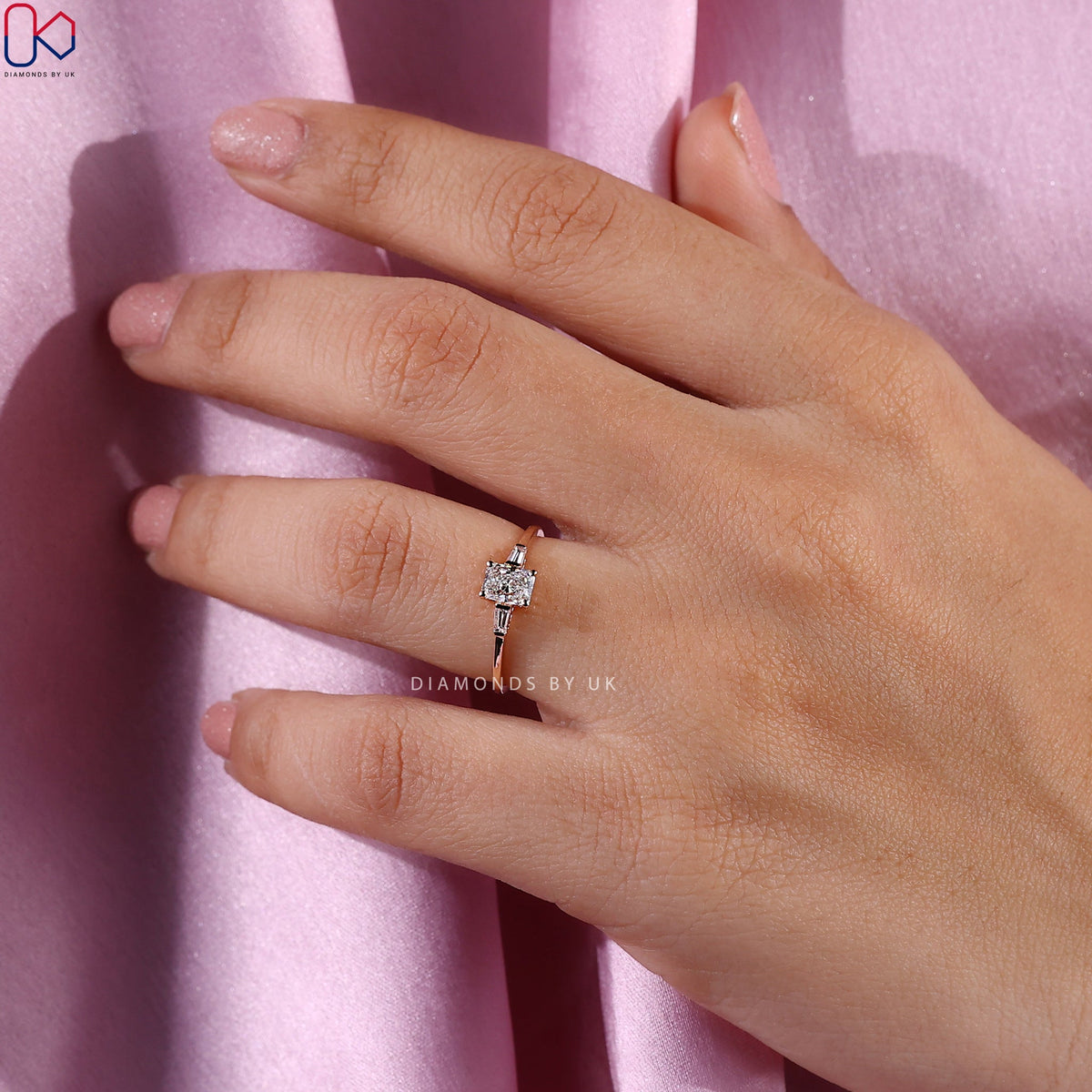 Radiant Cut 3 Stone Diamond Ring
