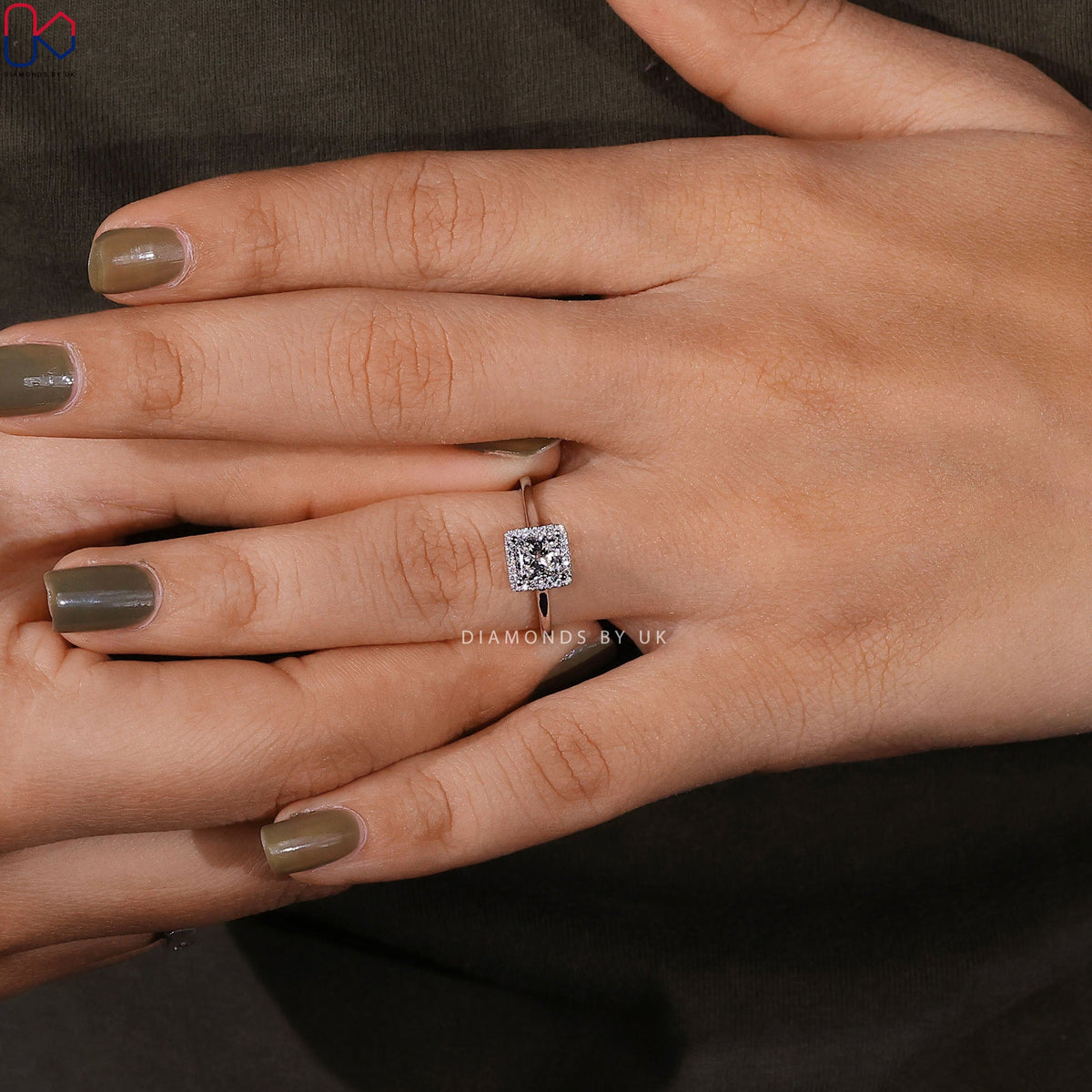Princess Cut Diamond Ring With Halo Setting
