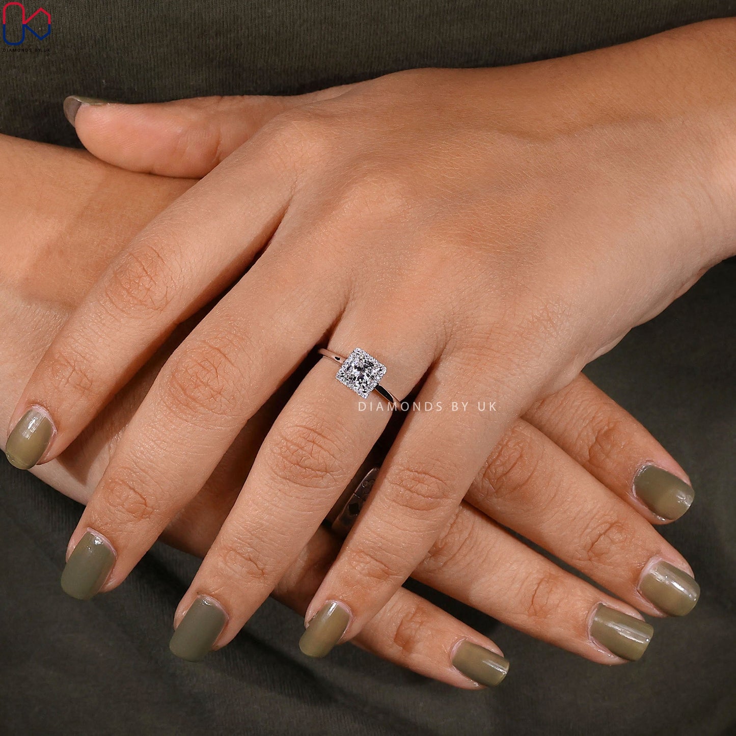 Princess Cut Diamond Ring With Halo Setting