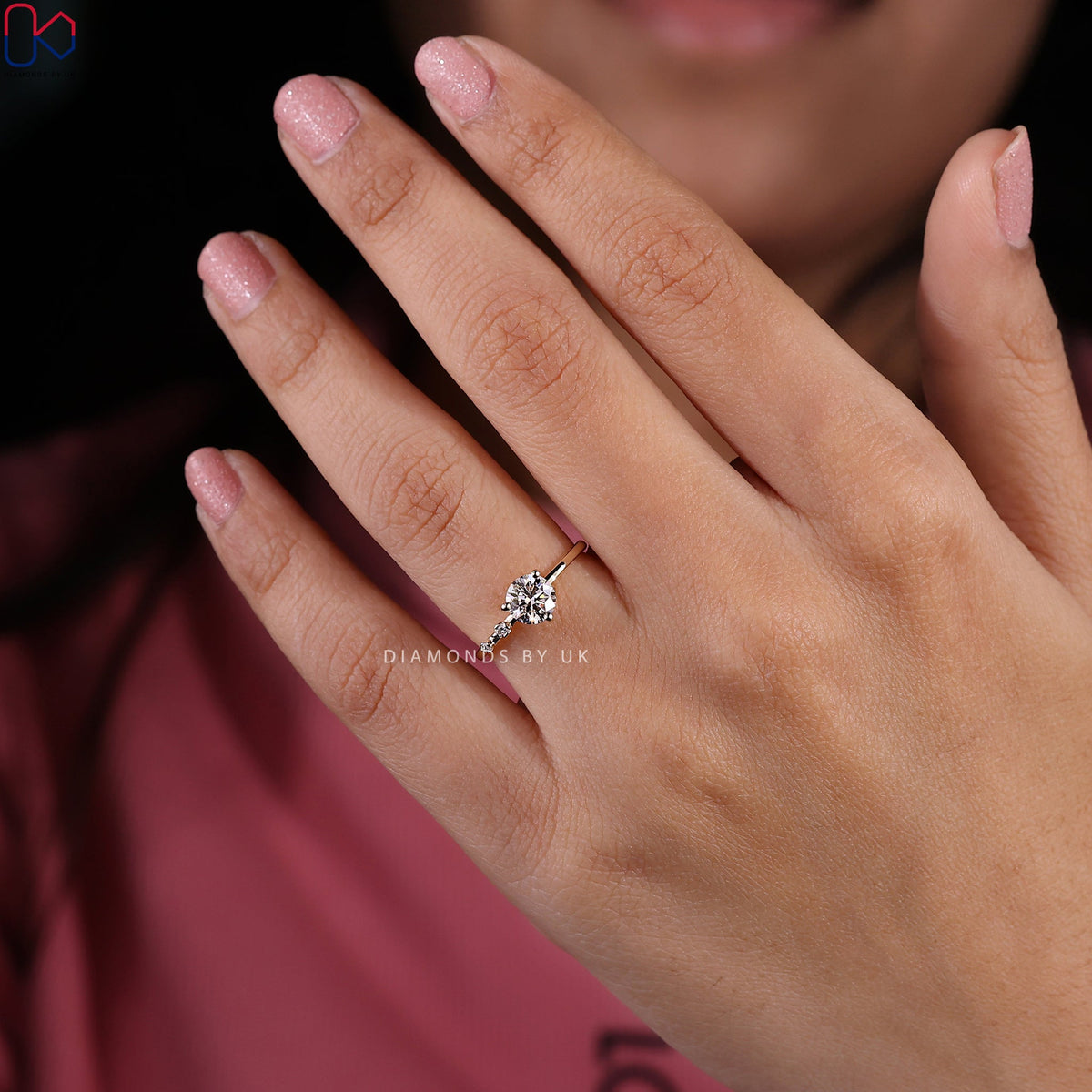 Round Diamond 3 Stone Engagement Ring