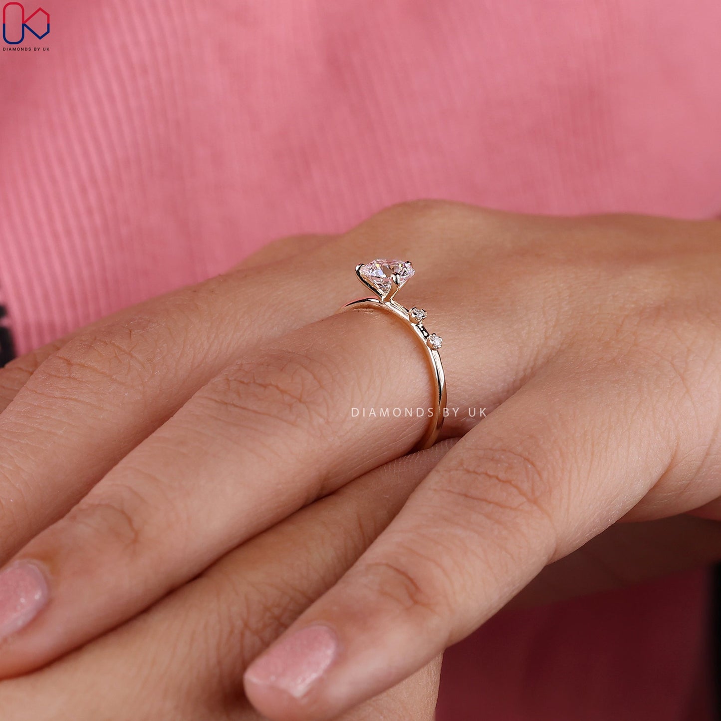 Round Diamond 3 Stone Engagement Ring