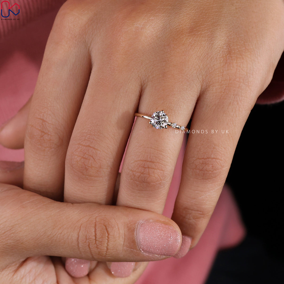 Round Diamond 3 Stone Engagement Ring