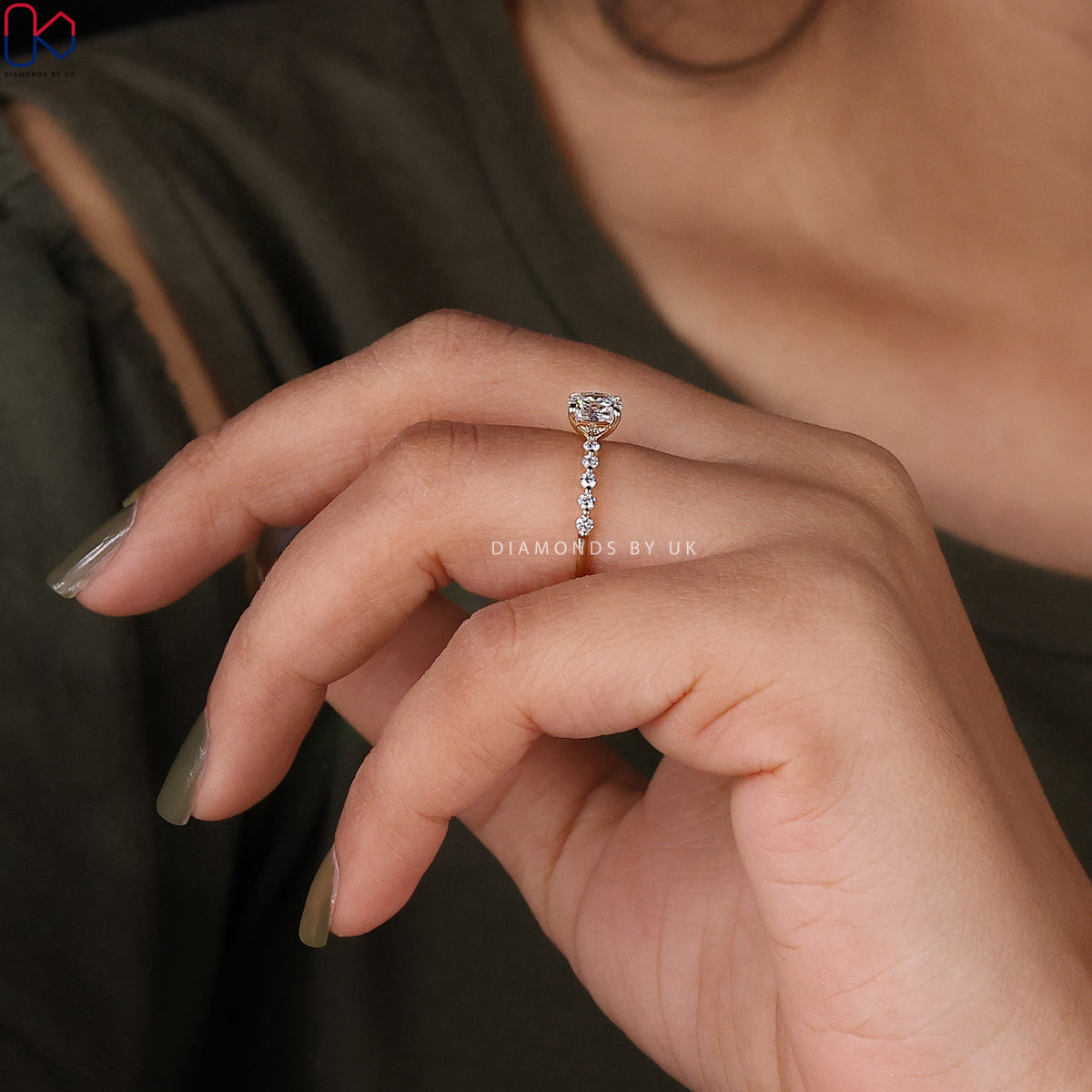 Yellow Gold Cushion Cut Engagement Ring