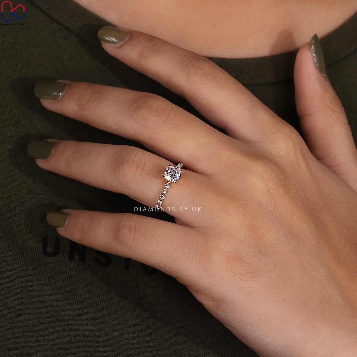 Yellow Gold Cushion Cut Engagement Ring