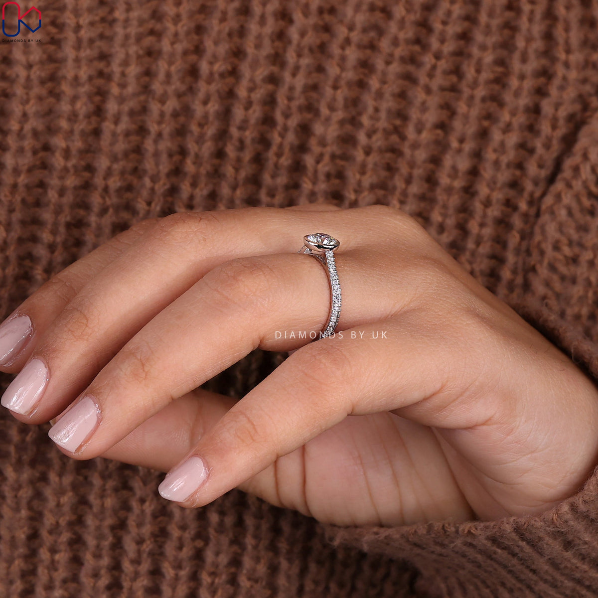 Round Cut Diamond Bezel Set Engagement Ring