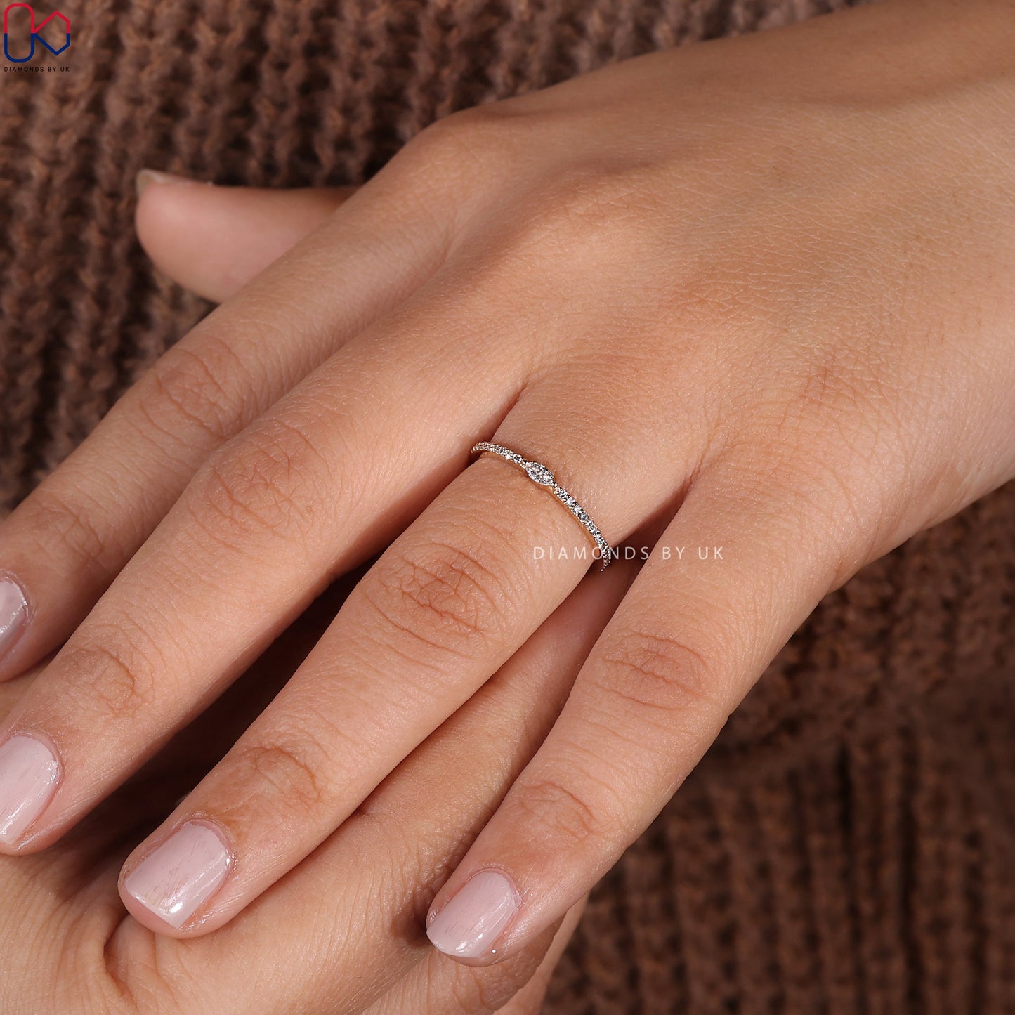 Marquise Cut Minimalist Wedding Band