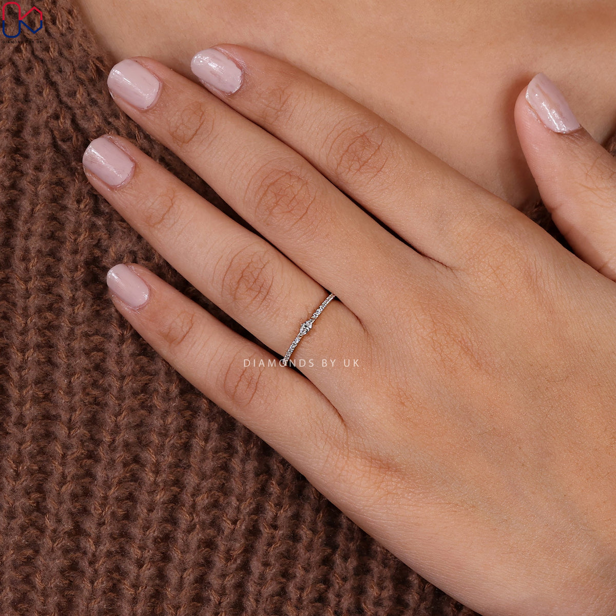 Marquise Cut Minimalist Wedding Band