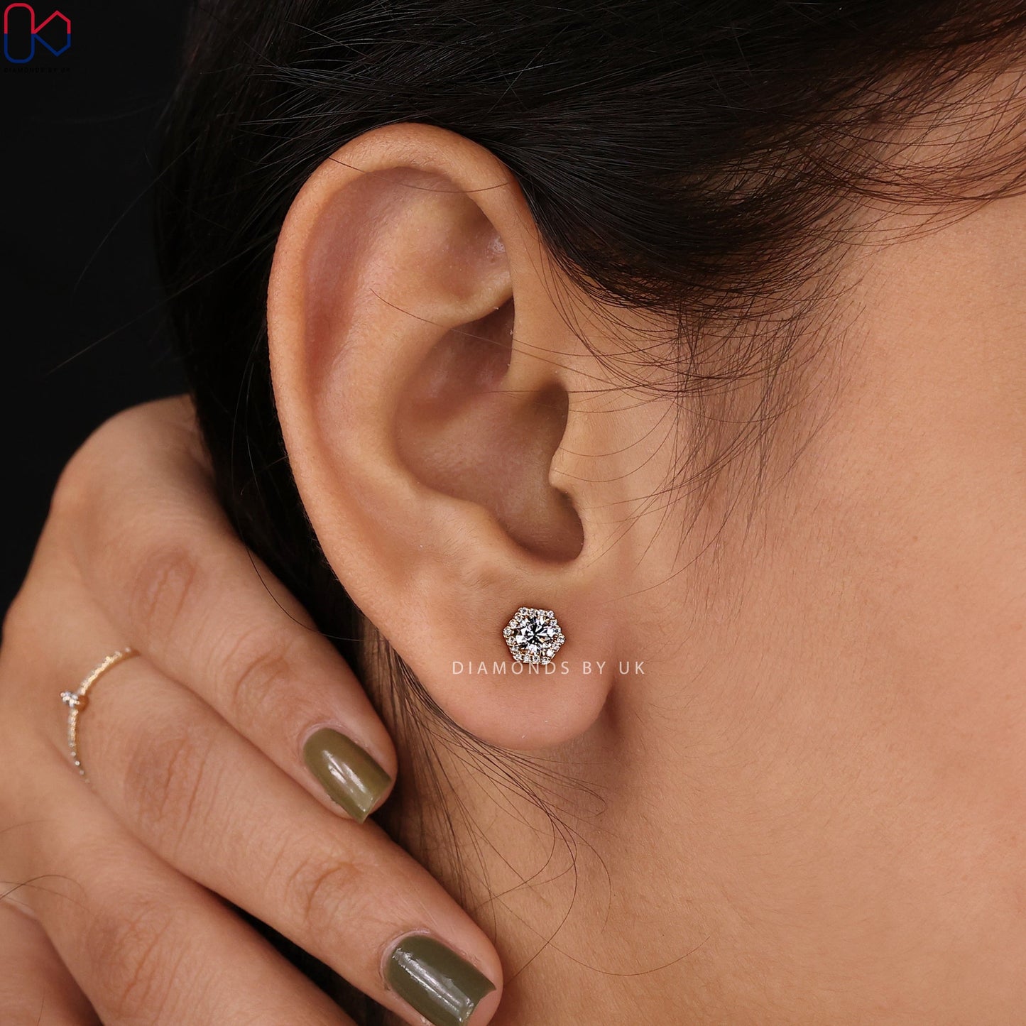 Round Diamond Halo Stud Earrings