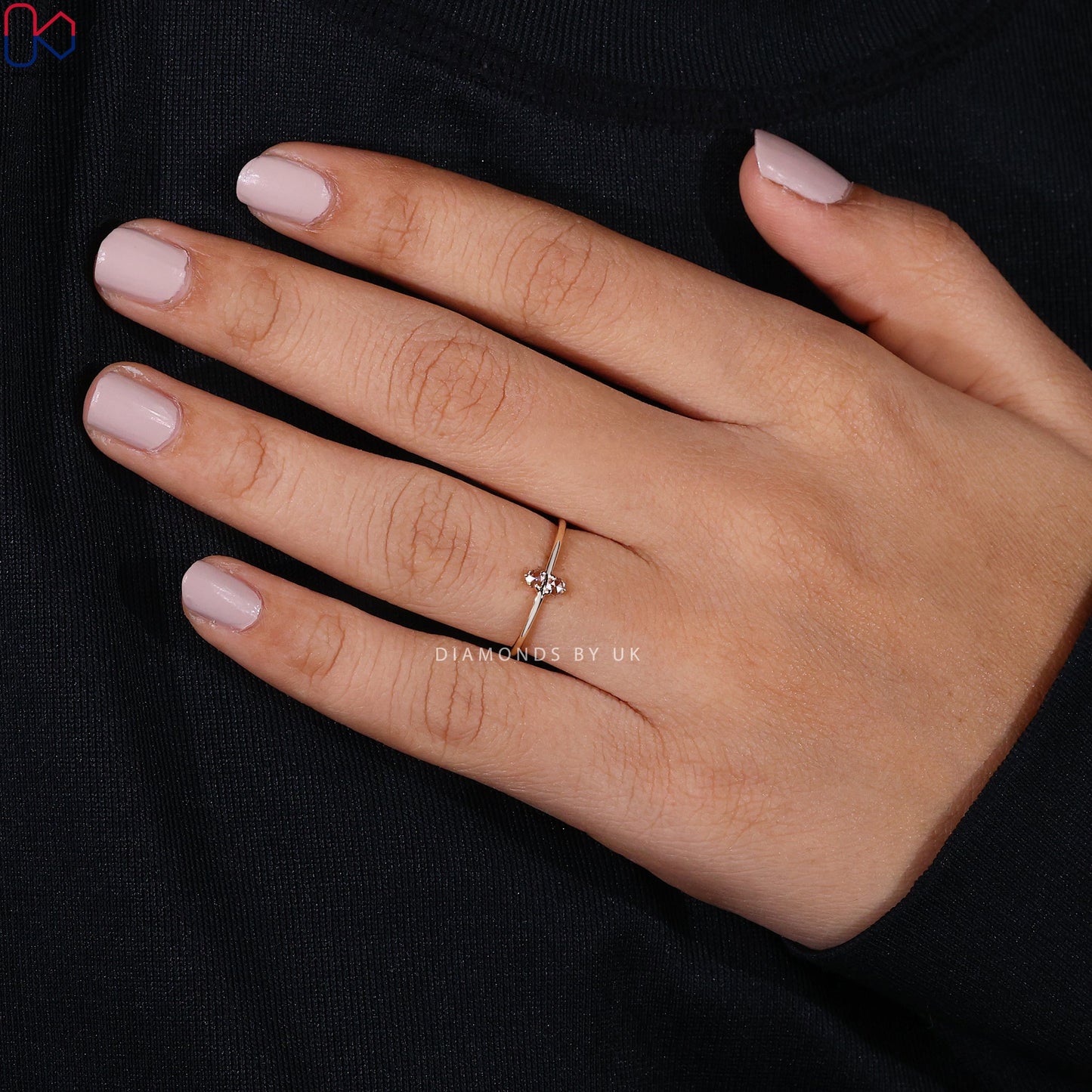 Round Rose Cut Two Stone Engagement Ring