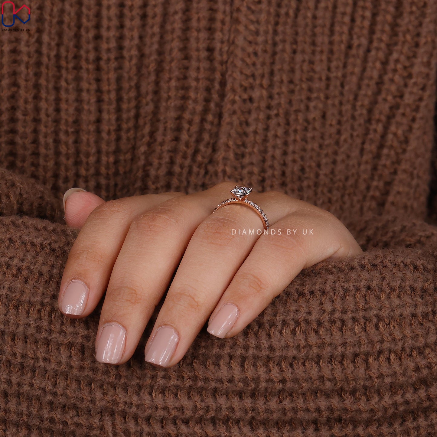 Princess Cut Engagement Ring With Pave Setting