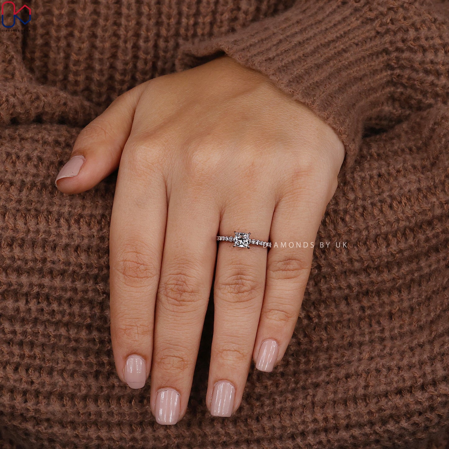 Princess Cut Engagement Ring With Pave Setting
