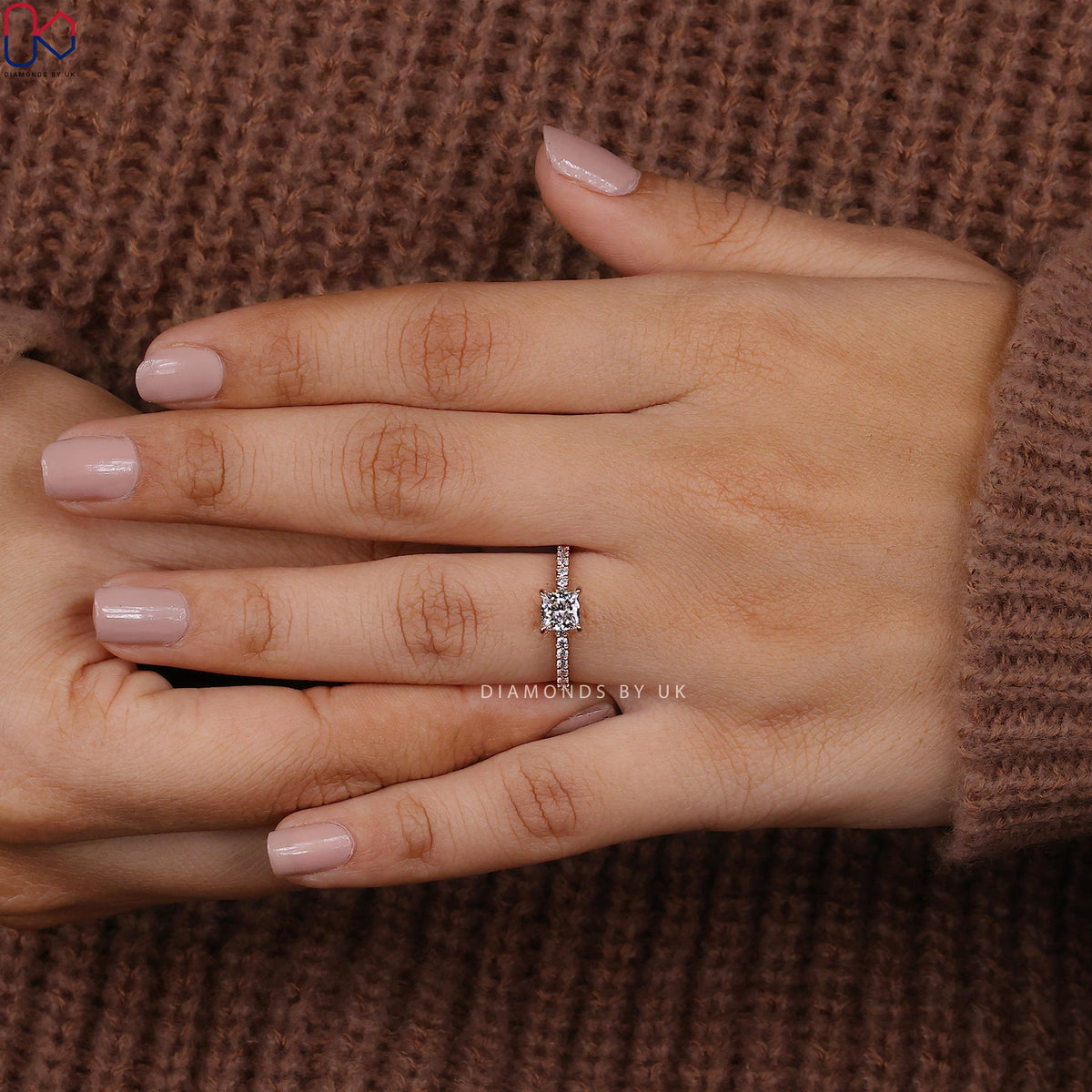Princess Cut Engagement Ring With Pave Setting