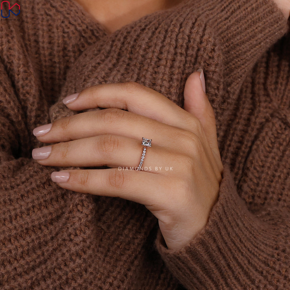 Princess Cut Engagement Ring With Pave Setting