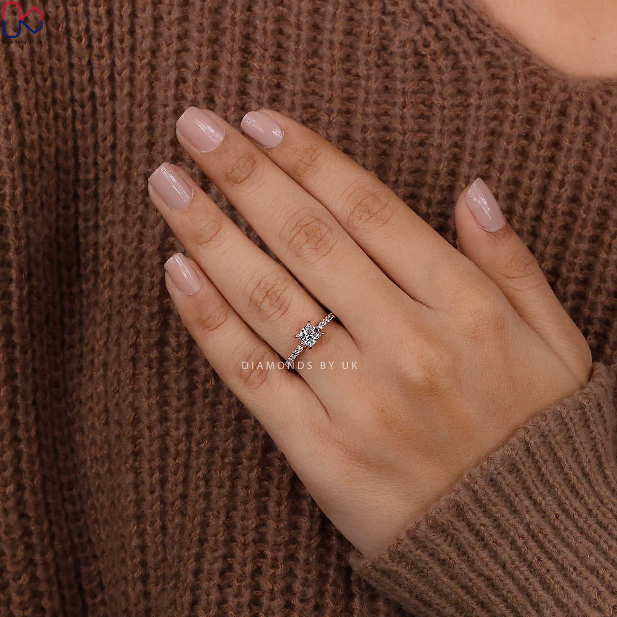 Princess Cut Engagement Ring With Pave Setting