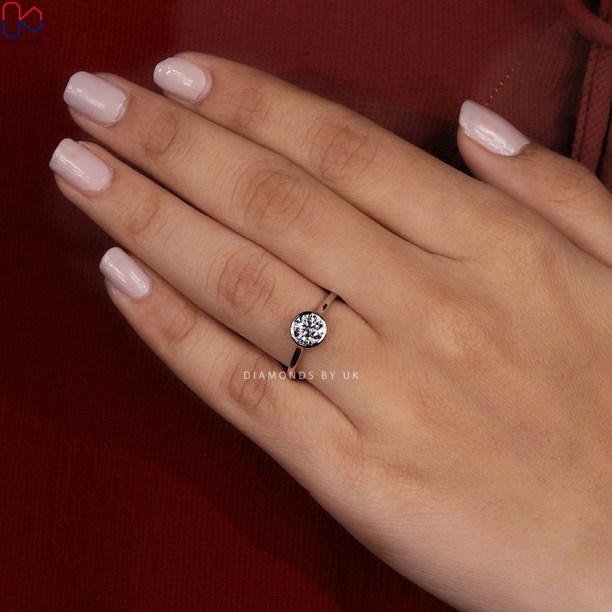 Round Diamond Bezel Set Engagement Ring