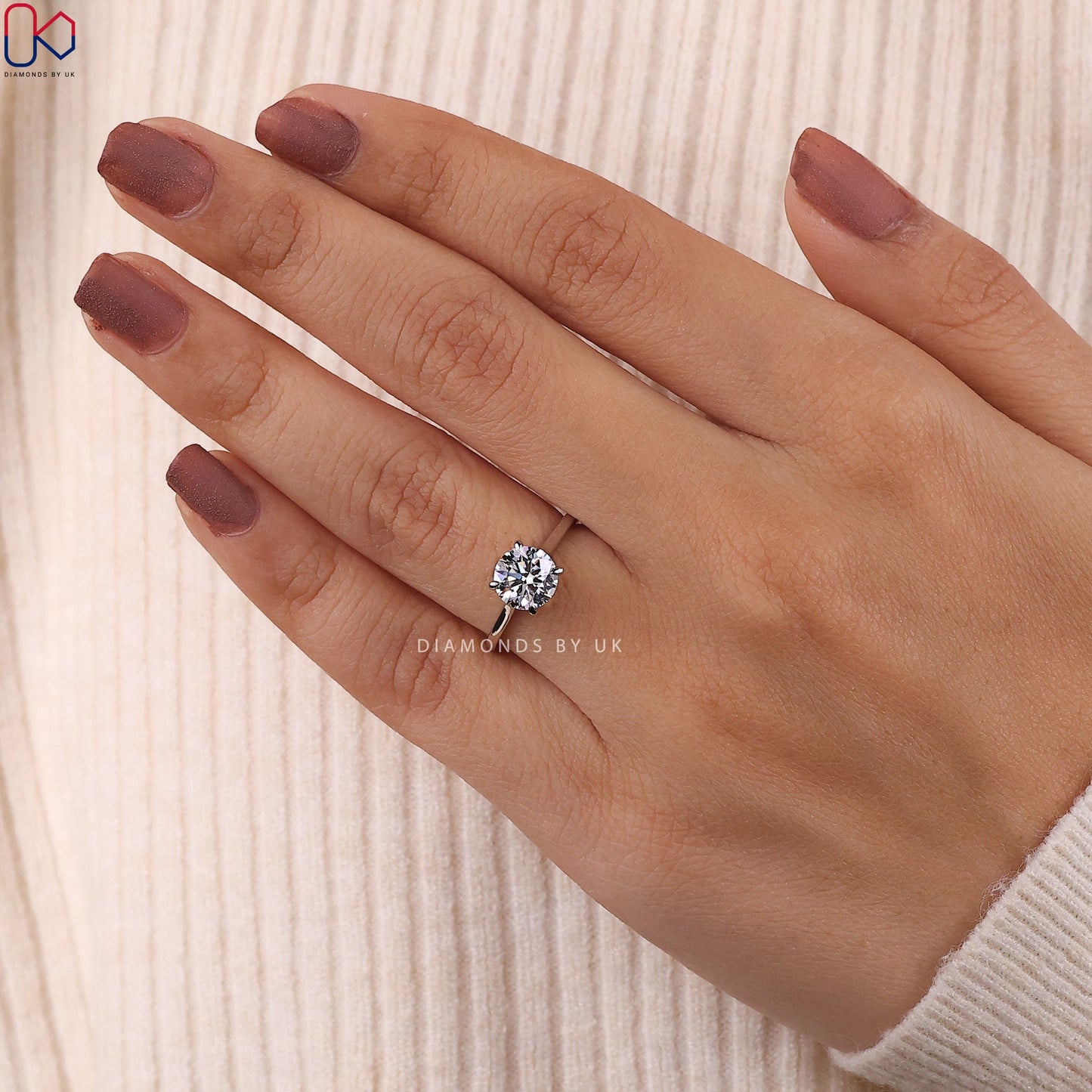 Round Diamond White Gold Solitaire Ring