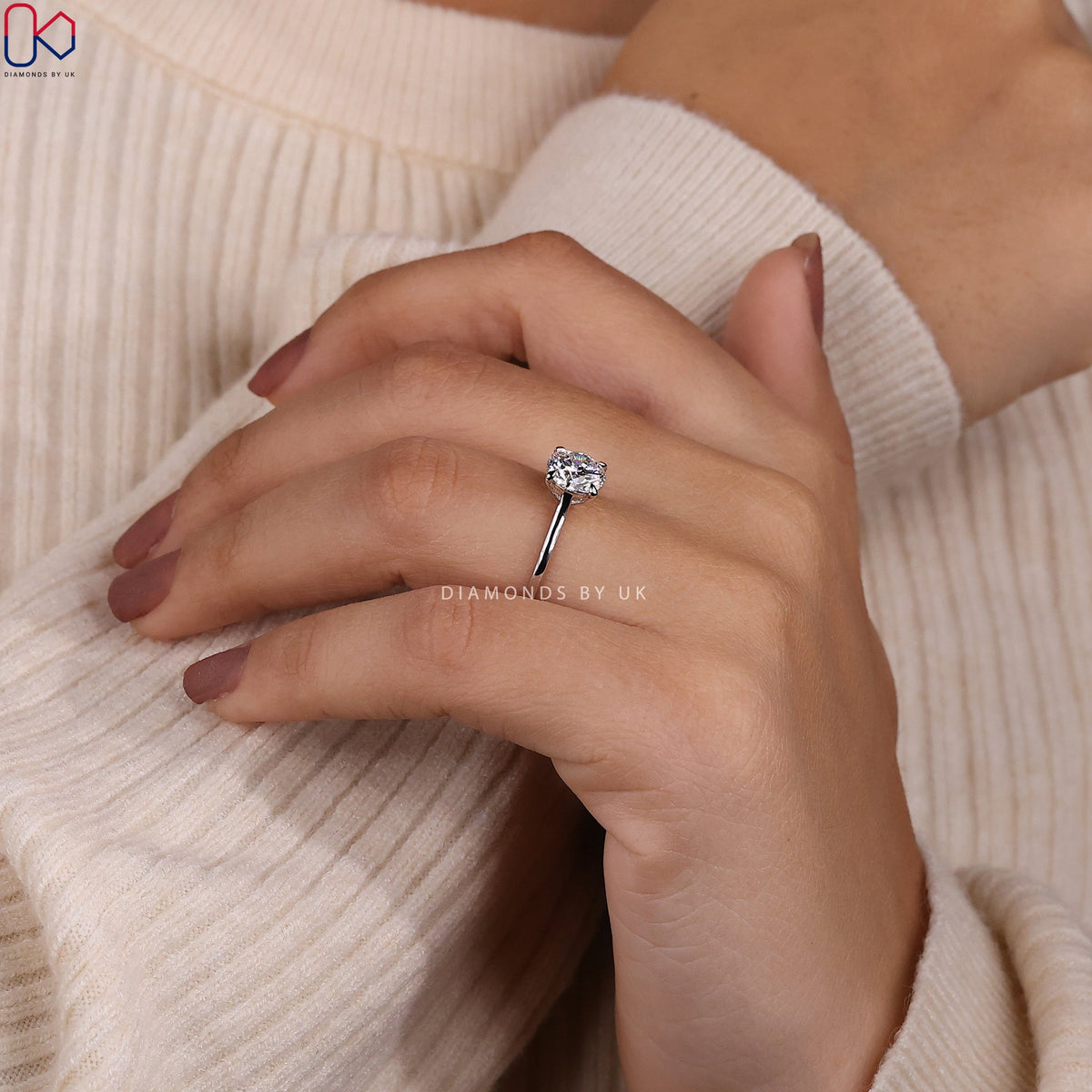 Round Diamond White Gold Solitaire Ring