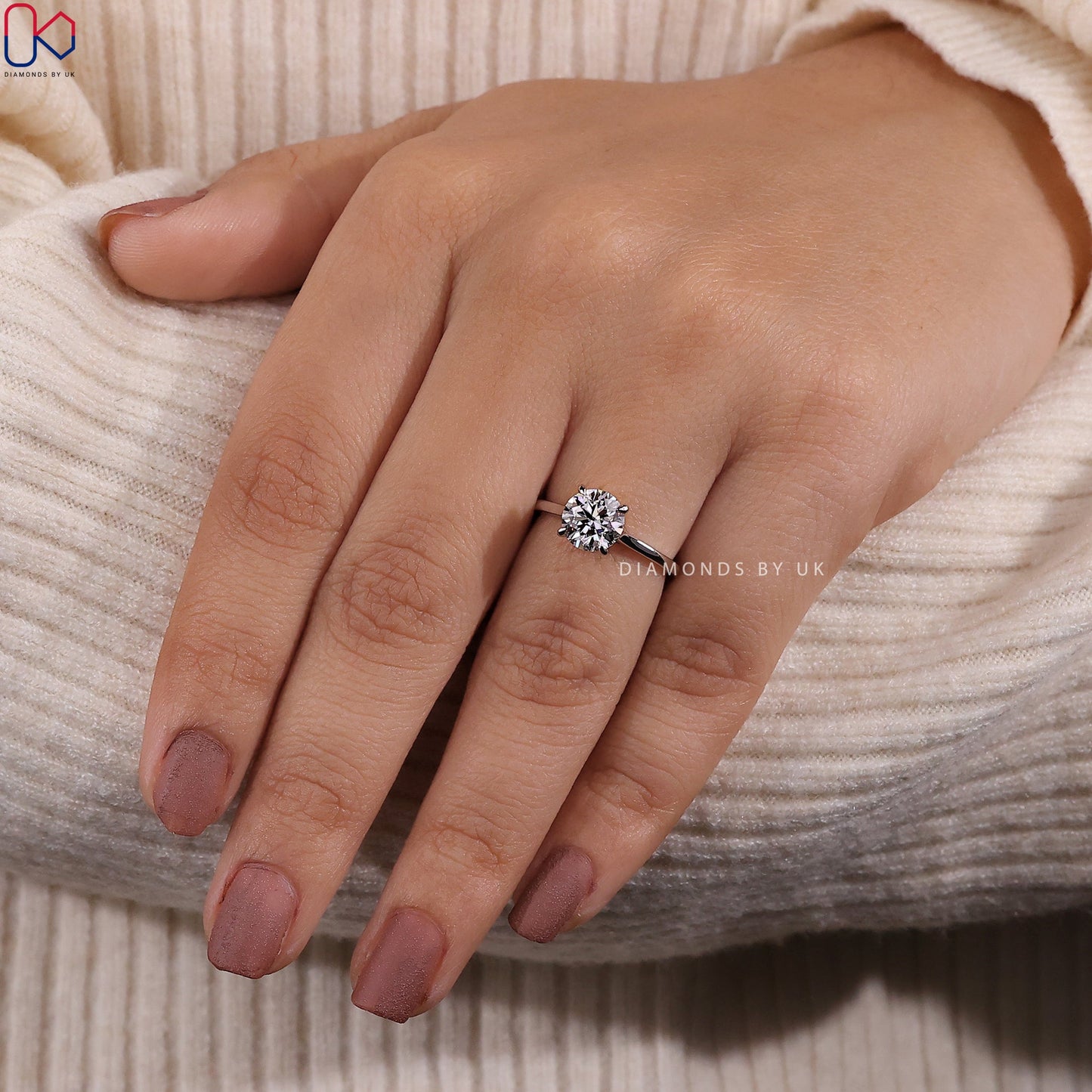 Round Diamond White Gold Solitaire Ring