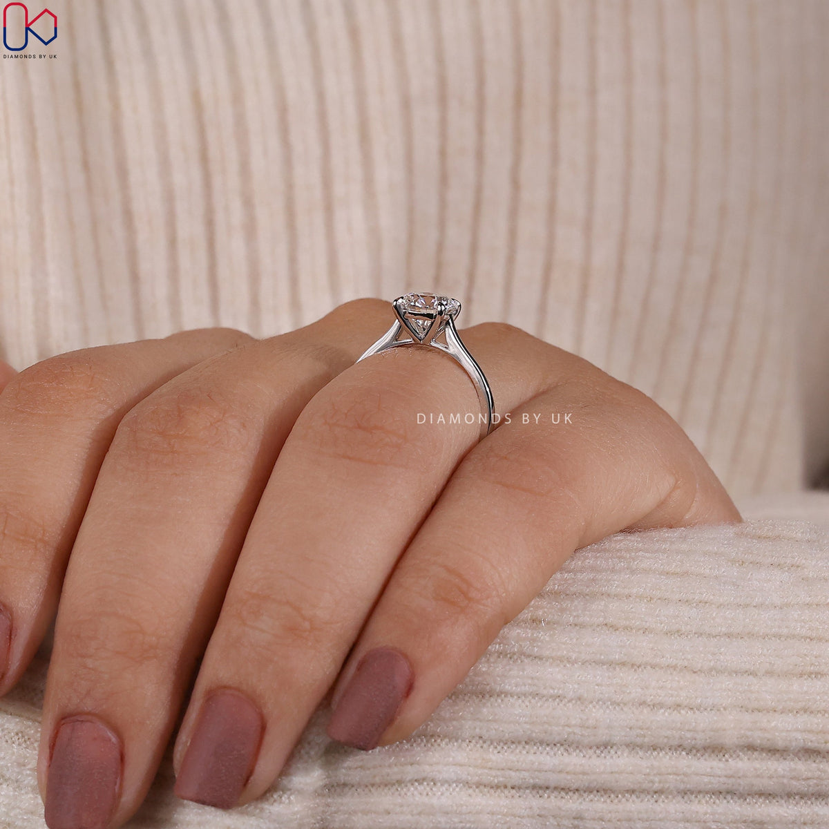Round Diamond White Gold Solitaire Ring