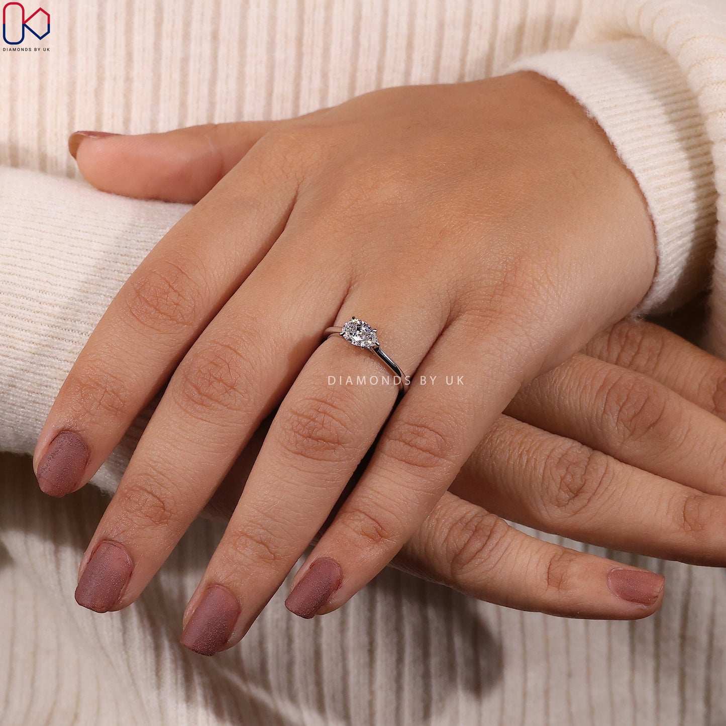 Pear diamond East West Diamond Ring