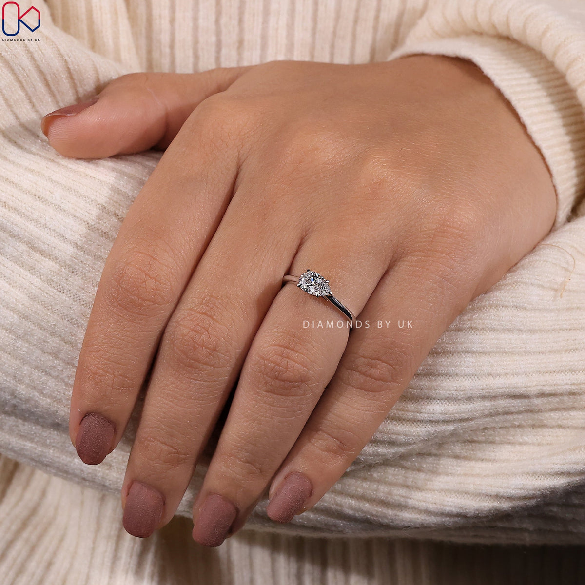 Pear diamond East West Diamond Ring