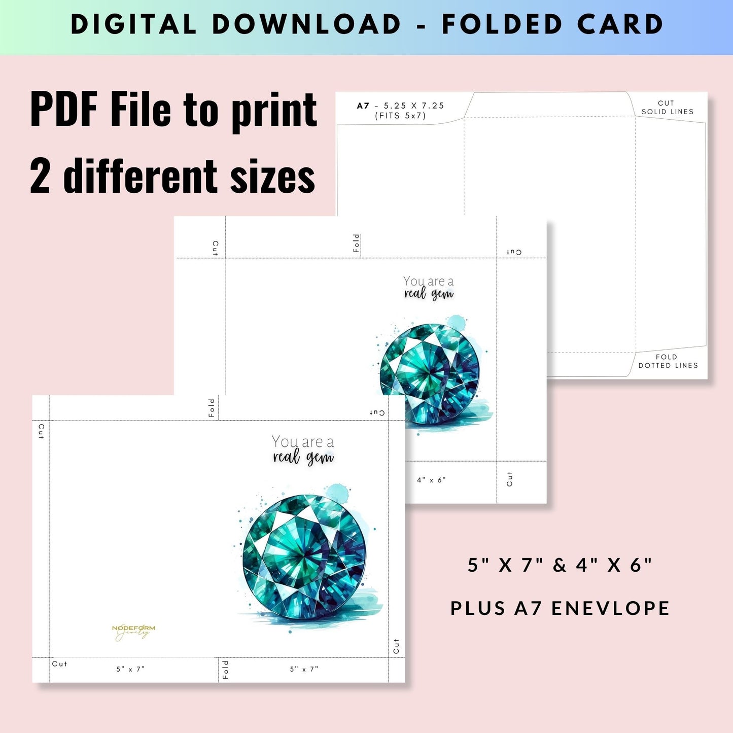 You are a real gem | Watercolor Round Teal Sapphire Greeting Card