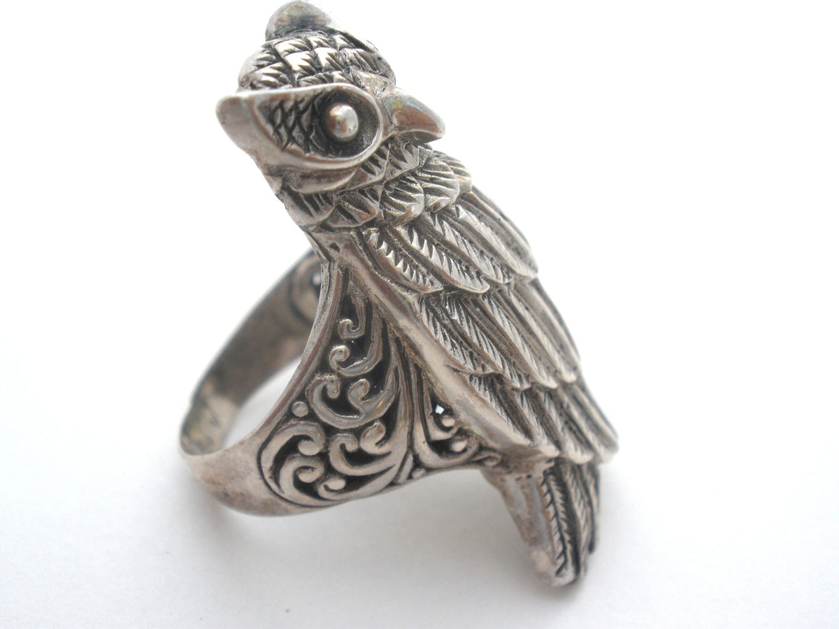 Sarda Owl Ring Sterling Silver Size 8