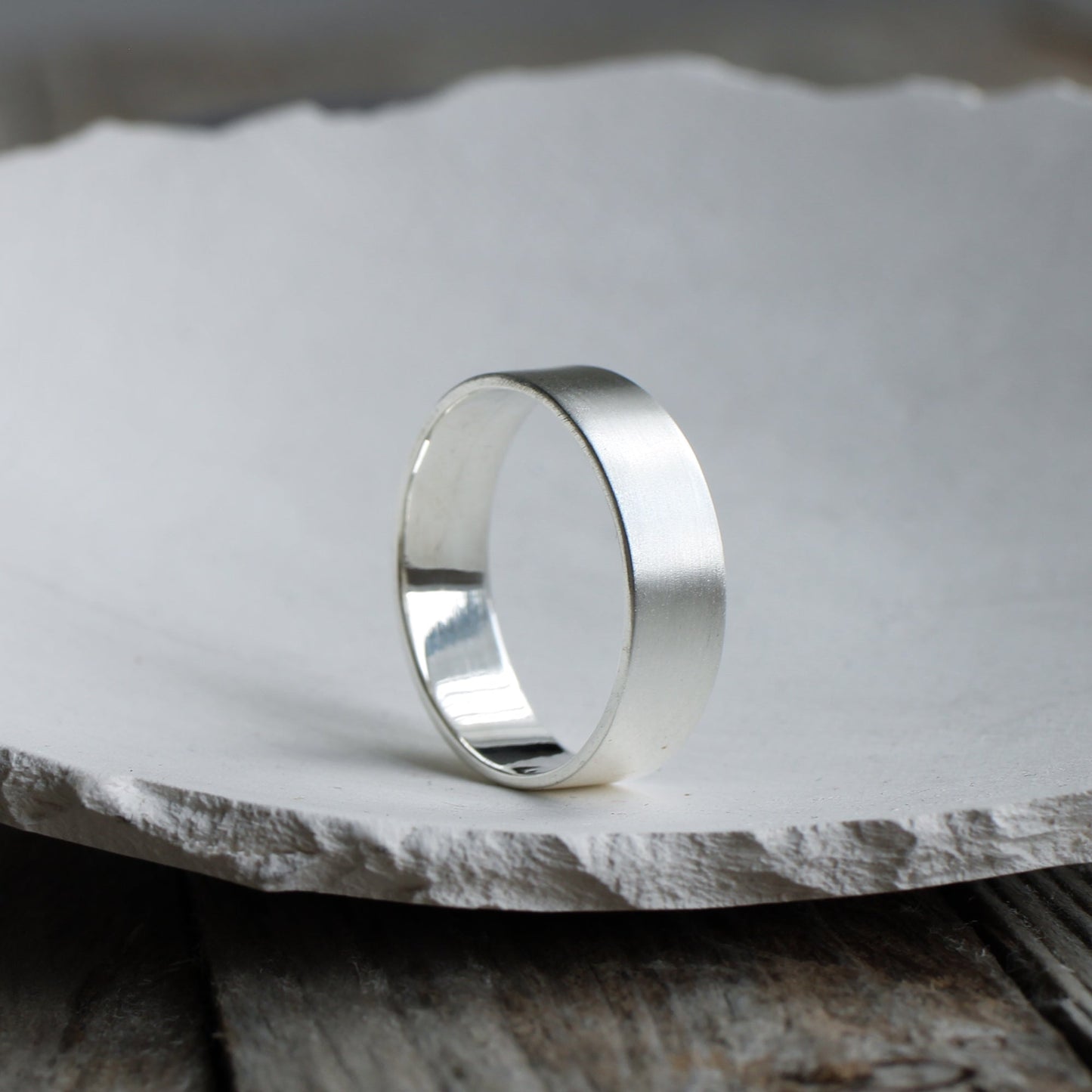 Satin 6mm wide silver ring