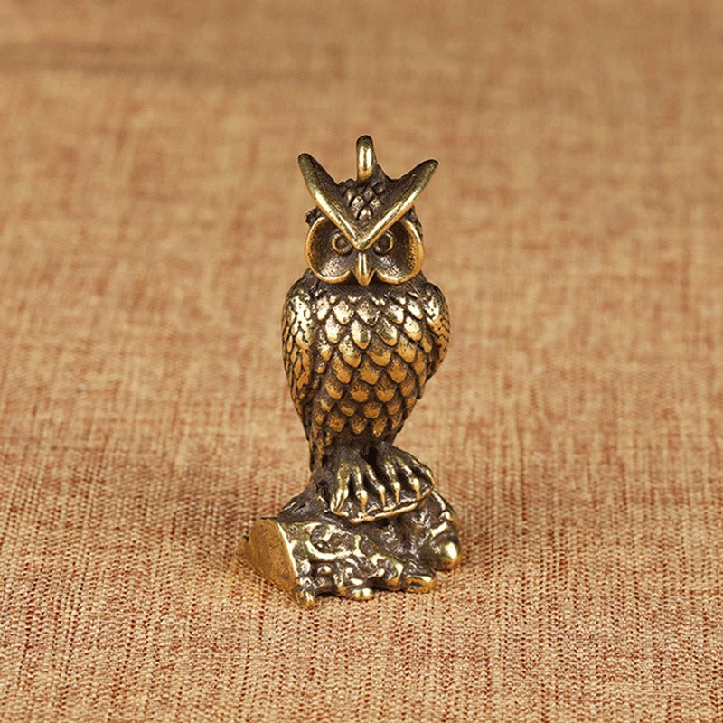 Miniature Brass Owl Sculpture