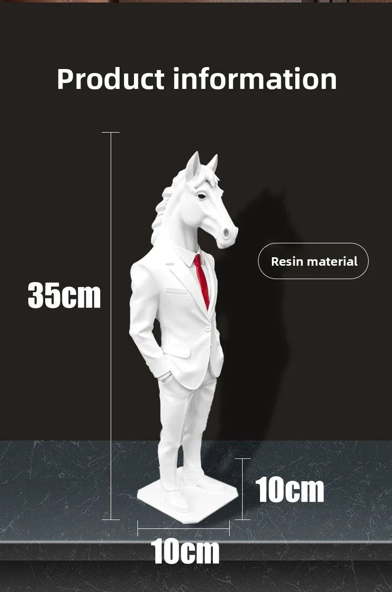 Suited Horse Resin Sculpture