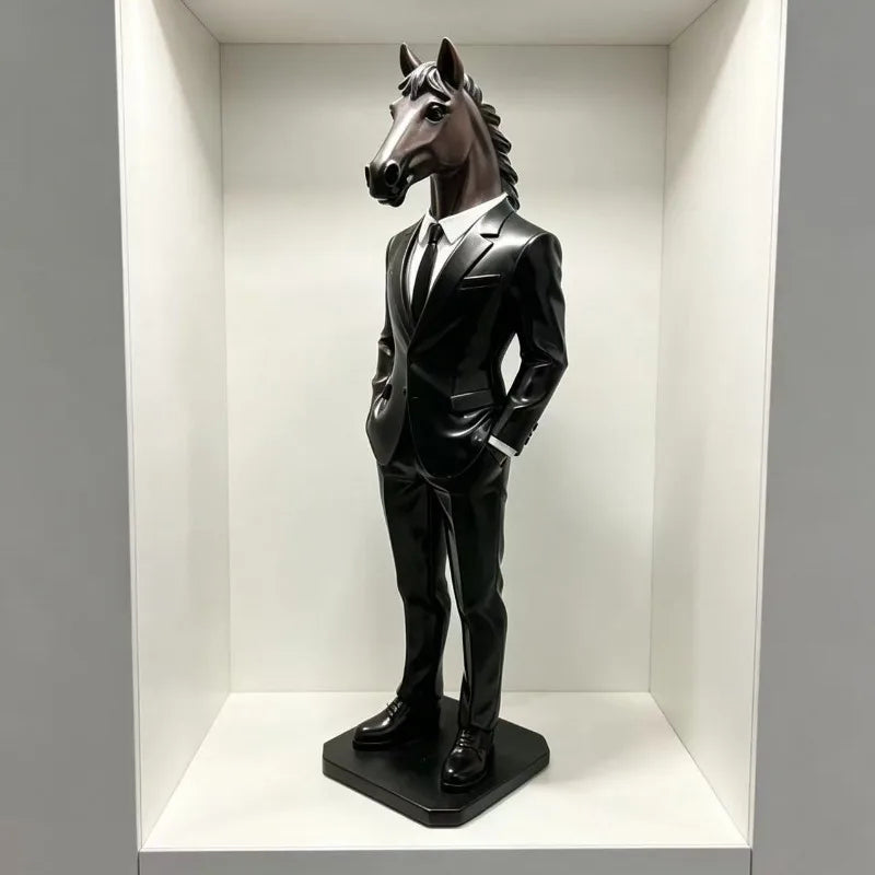 Suited Horse Resin Sculpture
