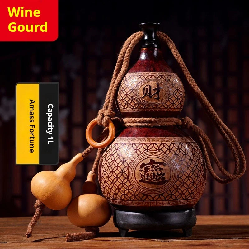 Hand-Carved Natural Gourd Wine Flask