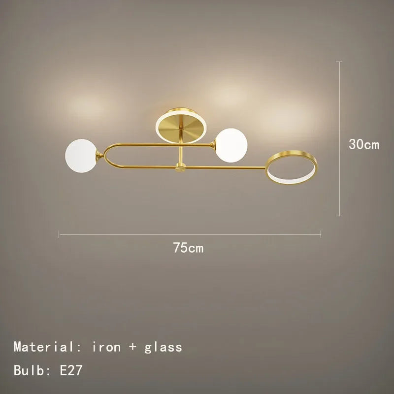 Globe and Ring Semi-Flush Ceiling Light