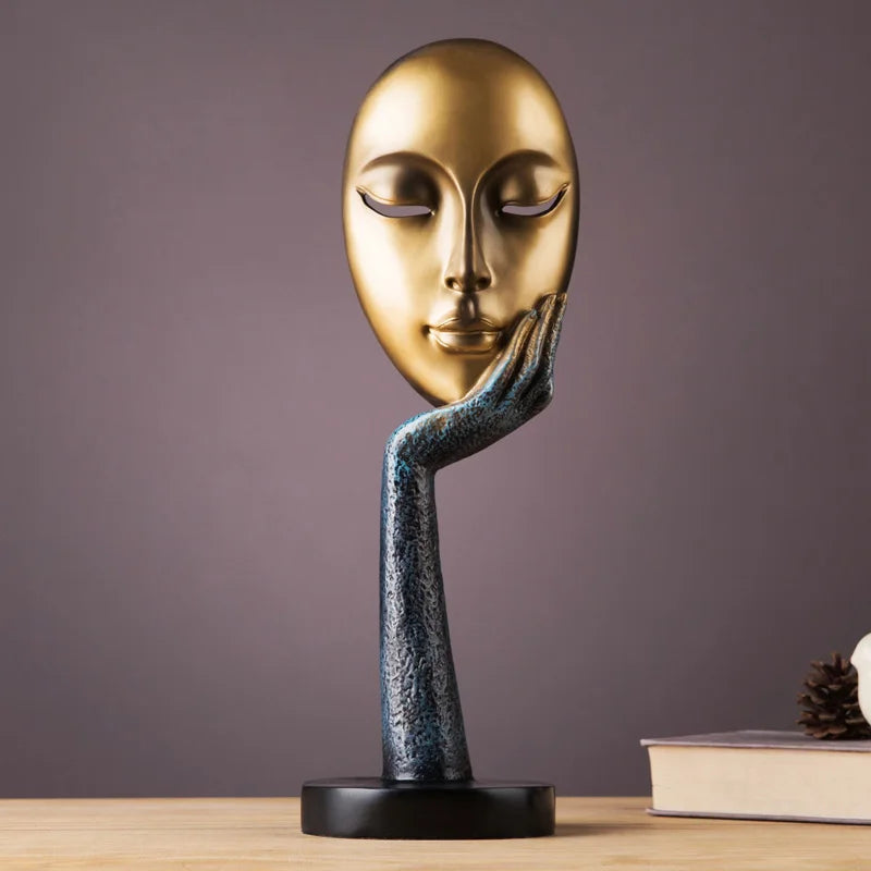 Abstract Face and Hand Resin Sculpture