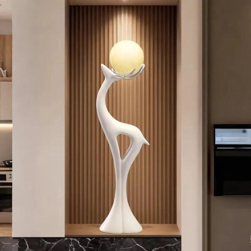 Luminous Moon Deer Resin Sculpture