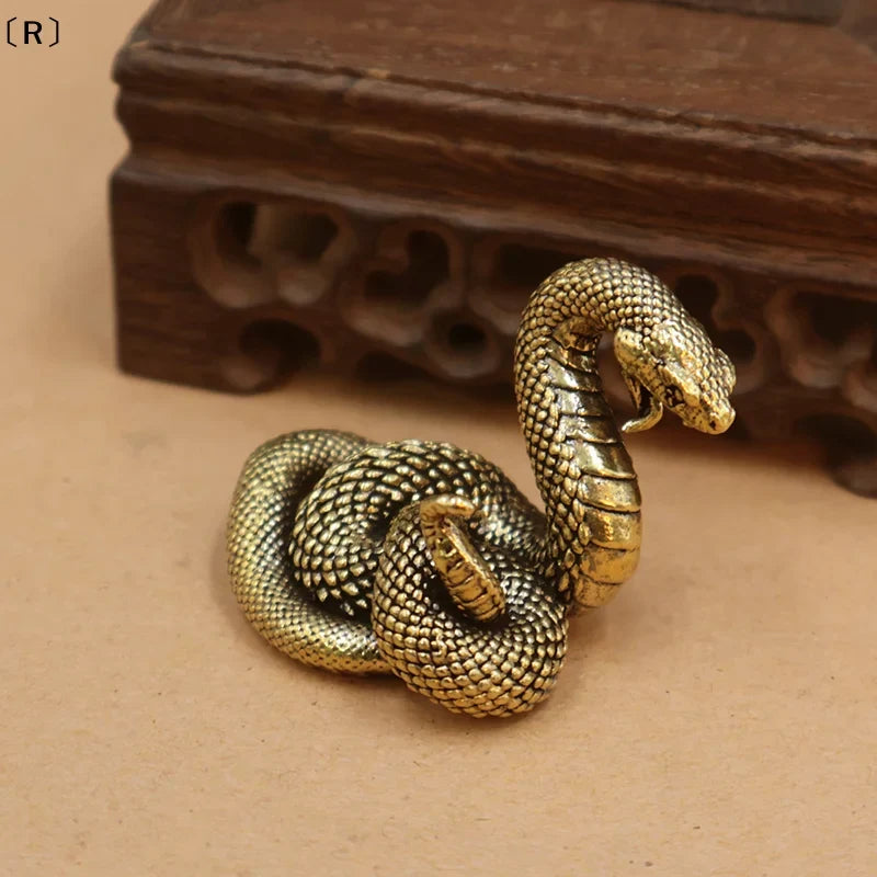 Miniature Brass Coiled Snake Sculpture