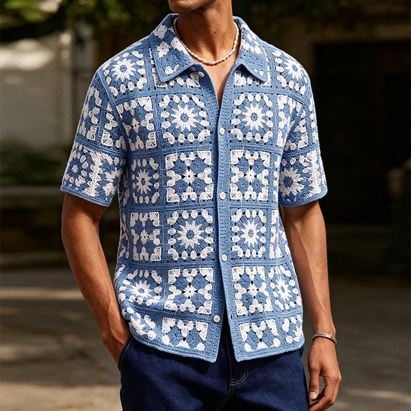 Floral Crochet Knit Shirt