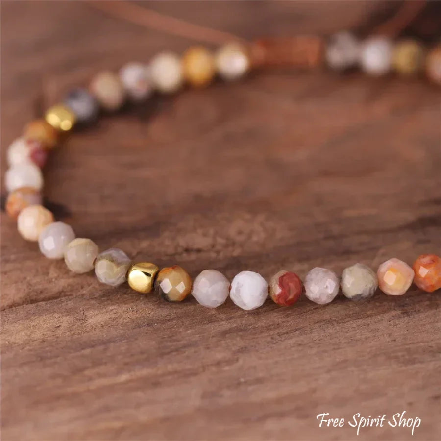 Natural Crazy Agate Minimalist Bead Bracelet