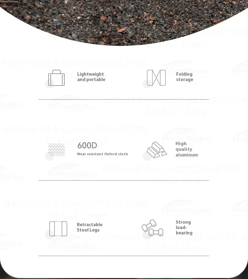 BLACKDOG Portable Folding Stool Ultralight Foldable Storage Seat Camping Fishing Mini Chair Outdoor Load 120kg 6061 Aluminum Alloy 600D Oxford Cloth