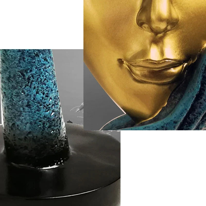 Abstract Face and Hand Resin Sculpture