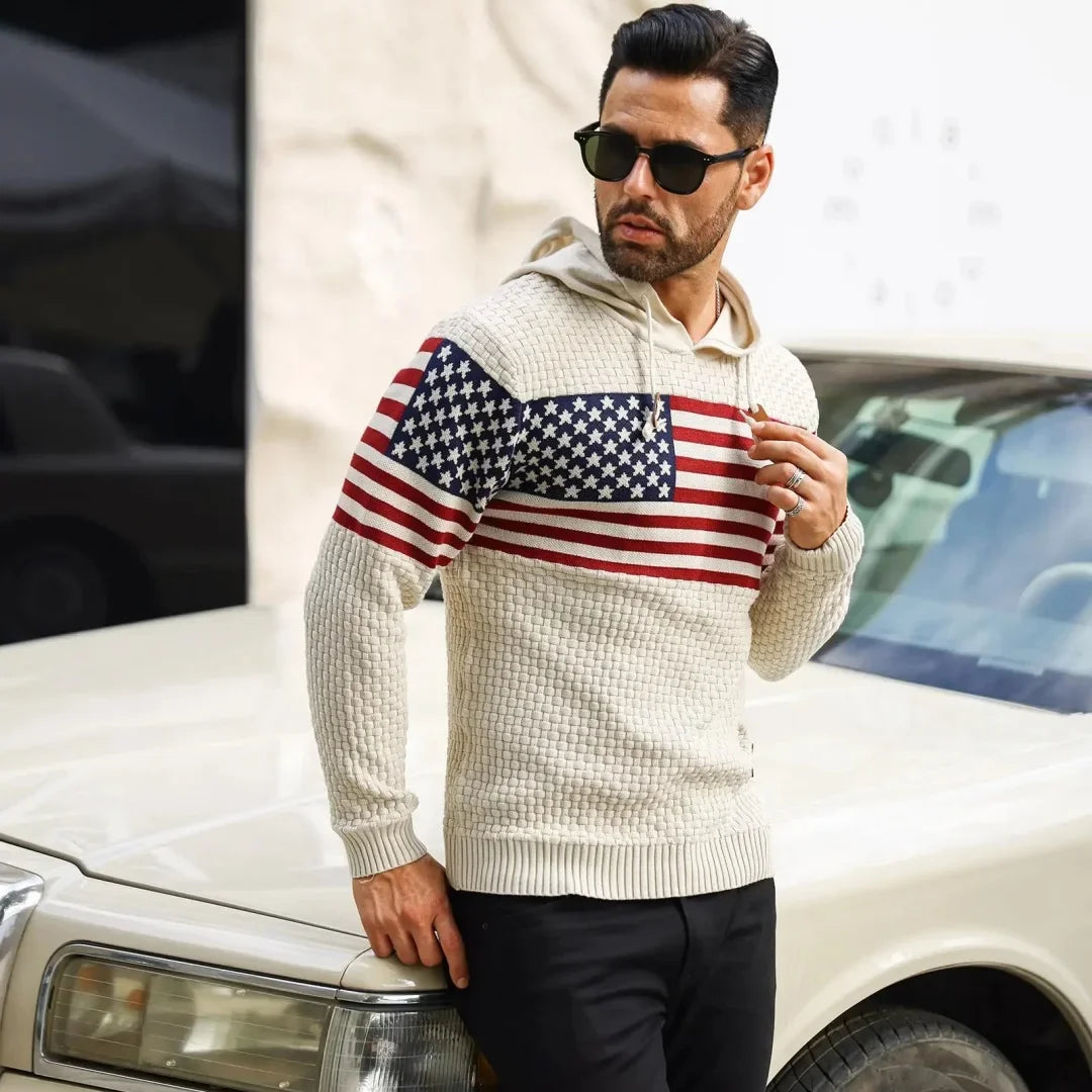 Heritage Stripe Knit Pullover Hoodie
