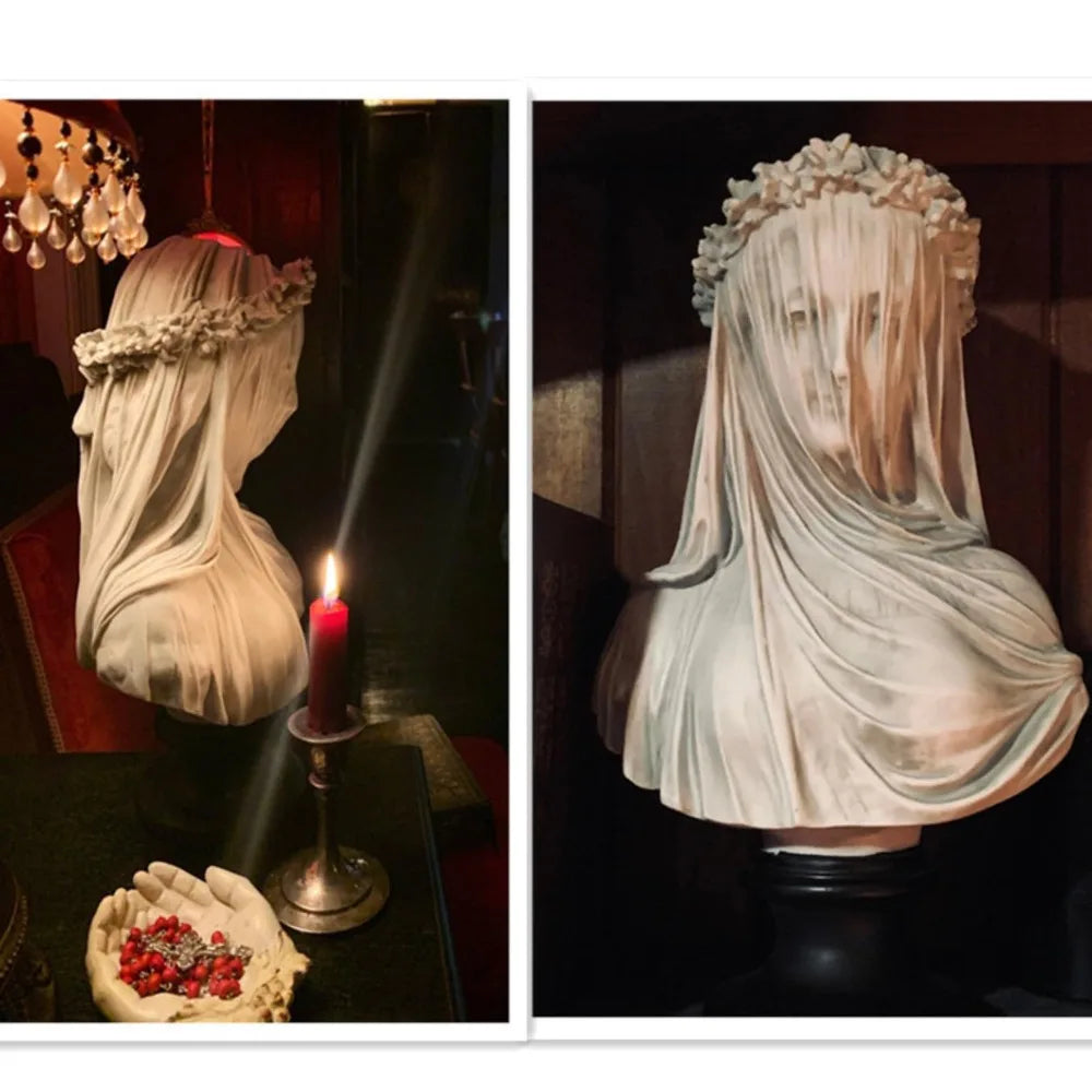 Veiled Maiden Bust Sculpture