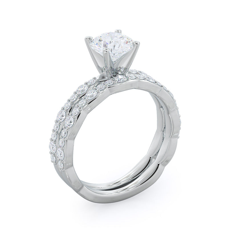 Scalloped Edges Moissanite Pave Half Eternity Wedding Band