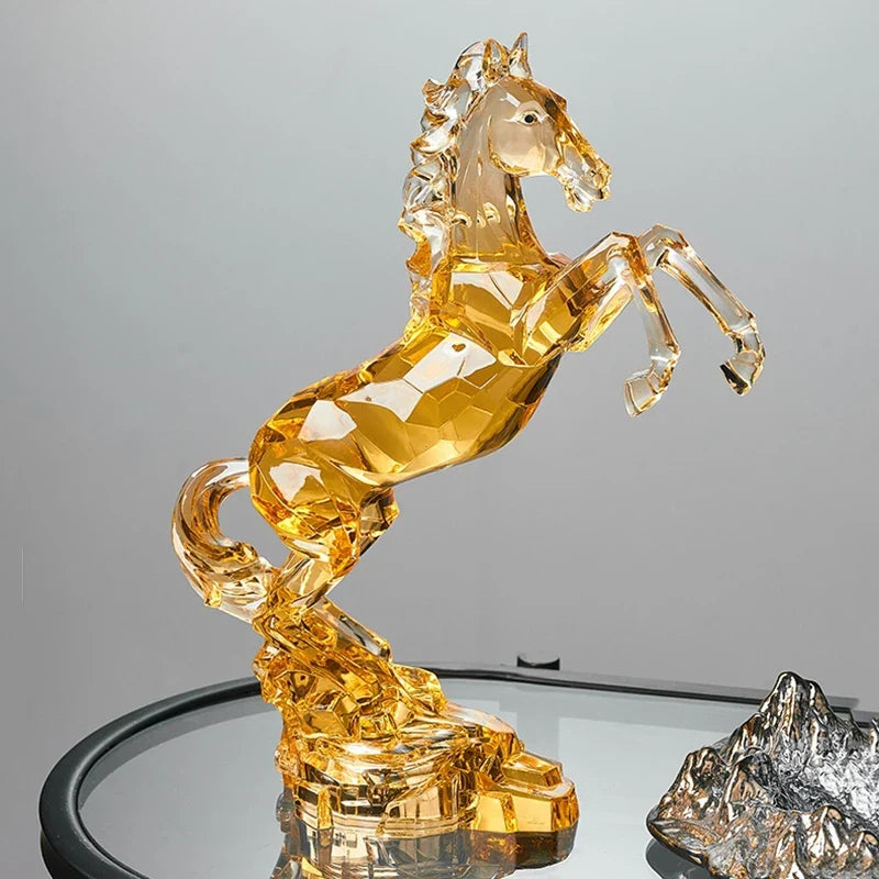 Faceted Acrylic Rearing Horse Sculpture