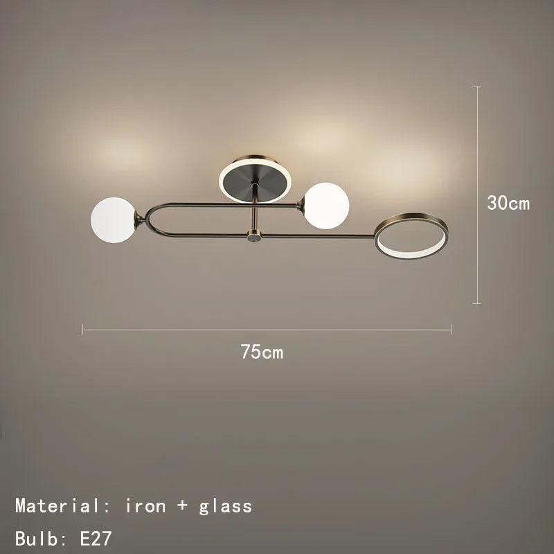Globe and Ring Semi-Flush Ceiling Light
