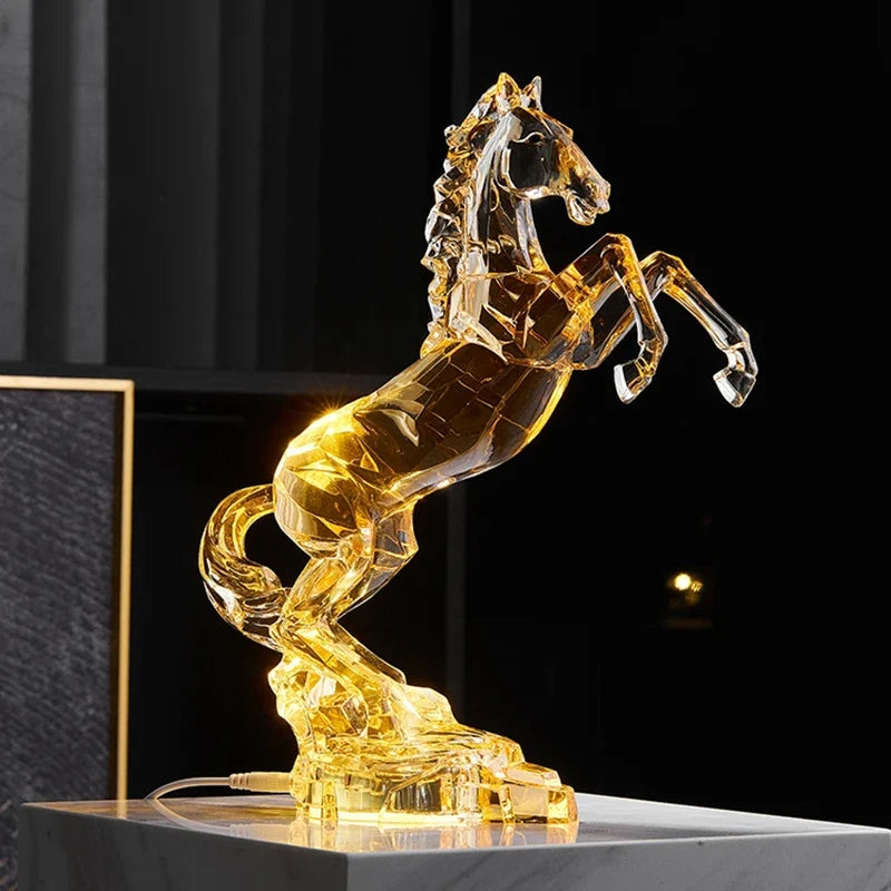 Faceted Acrylic Rearing Horse Sculpture