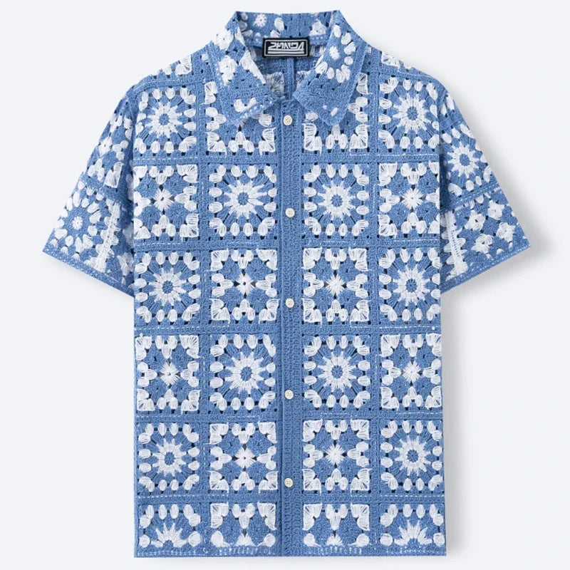 Floral Crochet Knit Shirt