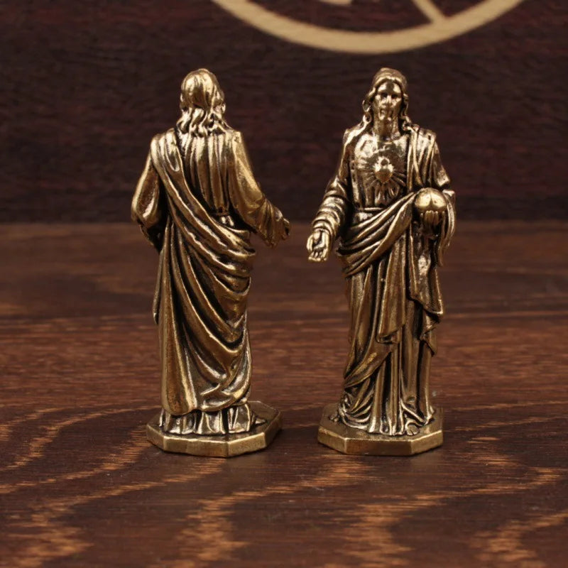 Miniature Brass Jesus Figure Sculpture