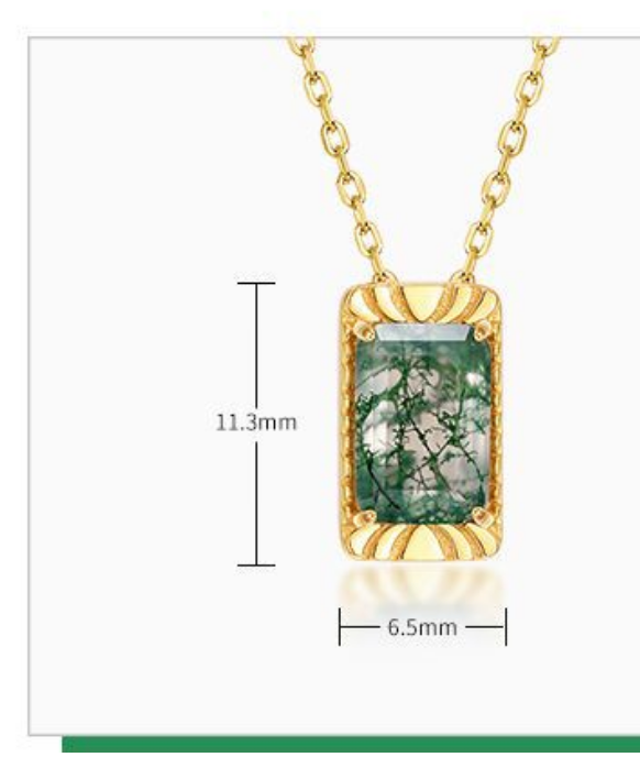 Emerald Cut Moss Agate Vintage Necklace - Lenora