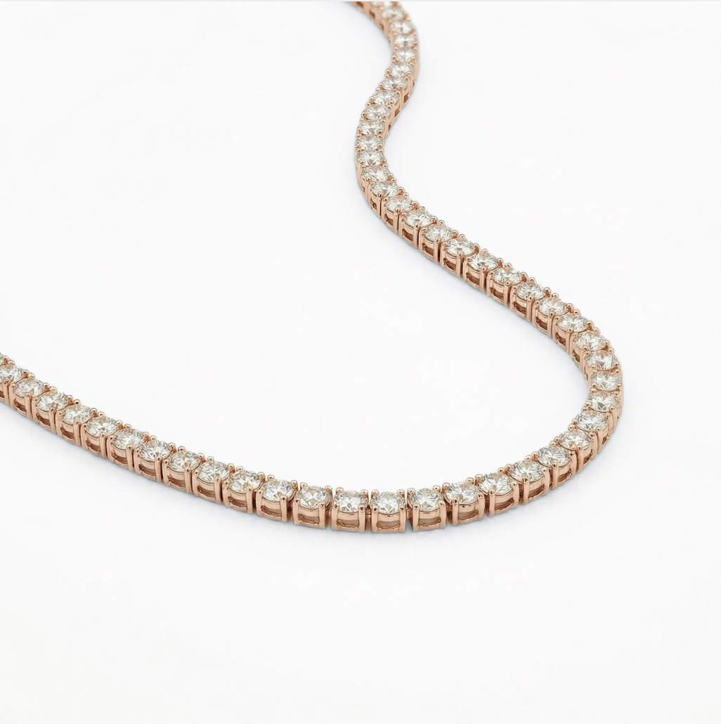 16.10 CTW Lab-Grown Diamond Tennis Necklace | 18" | 14K Gold